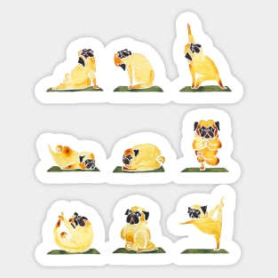 PUG YOGA WATERCOLOR Sticker